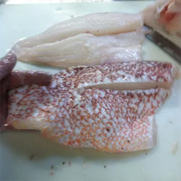 Fresh raw fish fillets on a cutting board